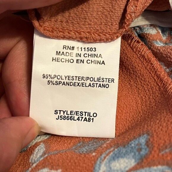 June & Hudson Orange Floral Print Collared Jumpsuit Size Small - Picture 6 of 6